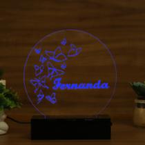 Luminária Abajur Borboletas Voando LED Azul