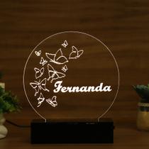 Luminária Abajur Borboletas Voando LED Branco