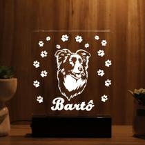 Luminária Abajur Border Collie LED Branco Luminária Abajur Border Collie LED Branco