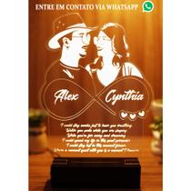 Luminária Abajur Caricatura Namorados LED Branco