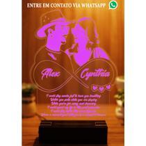 Luminária Abajur Caricatura Namorados LED Rosa