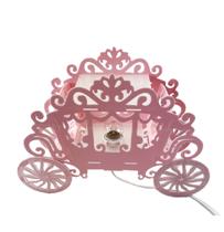 Luminária abajur carruagem princesa rosa quarto menina Luminária abajur carruagem princesa rosa quarto menina