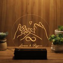 Luminária Abajur Casal de Namorados LED Amarelo