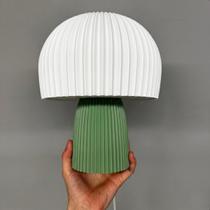 Luminária Abajur Cogumelo Bancone Verde com Lâmpada 3000K Amarelo Quente E27 Bivolt