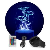 Luminária Abajur Cogumelos RGB Controle + Toque