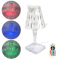 Luminária Abajur Cristal Led Rgb Usb