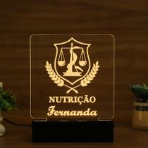 Luminária Abajur Curso de Nutrição LED Amarelo Luminária Abajur Curso de Nutrição LED Amarelo