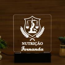 Luminária Abajur Curso de Nutrição LED Branco Luminária Abajur Curso de Nutrição LED Branco