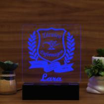 Luminária Abajur Curso Enfermagem LED Azul