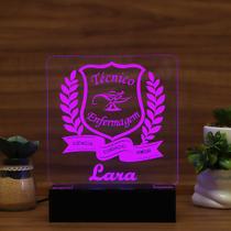 Luminária Abajur Curso Enfermagem LED Rosa Luminária Abajur Curso Enfermagem LED Rosa