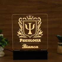Luminária Abajur Curso Psicologia LED Amarelo Luminária Abajur Curso Psicologia LED Amarelo
