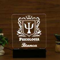 Luminária Abajur Curso Psicologia LED Branco Luminária Abajur Curso Psicologia LED Branco