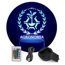 Luminária Abajur Cursos - Agronomia RGB Controle + Toque