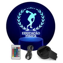 Luminária Abajur Cursos - Educação Física RGB Controle+Toque