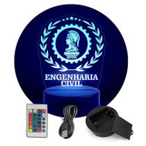 Luminária Abajur Cursos - Engenharia Civil RGB Controle