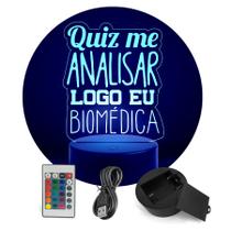 Luminária Abajur Cursos - Quis me Analisar - Biomédica RGB