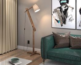 Luminária Abajur De Chão Rubi Pés Madeira Ajustável Luminária Abajur De Chão Rubi Pés Madeira Ajustável