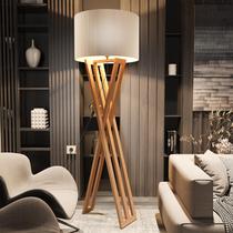 Luminária Abajur De Chão Stars Pé Madeira Design Moderno Sala Quarto Escritório Cúpula Tecido