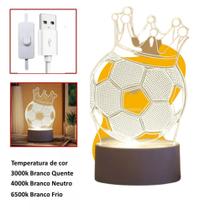 Luminária Abajur De Led 3d Bola De Futebol Decoração lindo efeito 3D de ilusão EB61001 Luminária Abajur De Led 3d Bola De Futebol Decoração lindo efeito 3D de ilusão EB61001