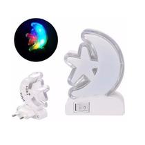 Luminária Abajur De Led De Tomada Lua E Estrela Colorido Bivolt