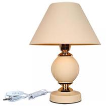 Luminária Abajur de Mesa Bivolt E27: Bege e Dourado, Design Moderno, Ideal para Presente