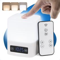 Luminária Abajur De Mesa C/ Relógio Led Touch Quarto Lampada