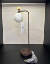 Luminária/abajur de mesa café com acabamento em madeira botão liga/desliga - Oldartisan