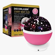 Luminária Abajur De Mesa Gira Projetor Estrelas LED RGB Starry Night Decorlaser