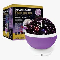 Luminária Abajur De Mesa Gira Projetor Estrelas LED RGB Starry Night Decorlaser