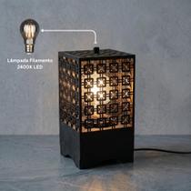 Luminária Abajur De Mesa Kyoto MDF Oriental Decorativa Retro Industrial Quarto Sala Luxo MODELO:1LAMPADA:FILAMENTO 2400