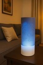 Luminária Abajur De Mesa Lampada Led Quarto Moderna Base Branca Corpo Cinza