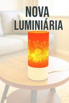 Luminária Abajur De Mesa Lampada Led Quarto Moderna Base Branca Corpo Vermelho