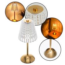 Luminária Abajur de Mesa LED Recarregável 3 Cores com Toque e Design Luxo Cristal