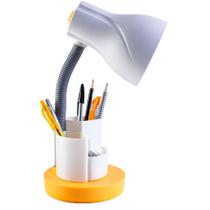 Luminária Abajur de Mesa Luz Direcionada Decoração Estudo Escritório Home Office Articulável Porta Lápis Caneta Bivolt E27