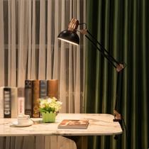 Luminária Abajur de Mesa Moderna Articulável Preta com Detalhes em Cobre e Garra de Sustentação - Global Iluminação
