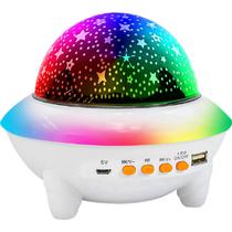 Luminária Abajur De Mesa Projetor Estrelas LED RGB Colorida com Musica Decorlaser
