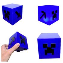 Luminária Abajur De Mesa Quarto Minecraft AZUL Geek Decorativo Presente