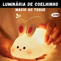 Luminária Abajur de Silicone Noturna Sensor De Touch Coelho Recarregável USB Quarto Criança