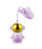 Luminária Abajur Decorativo Ajustável Astronauta Roxo Lilás 31cm