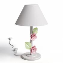 Luminaria Abajur Decorativo Rosa Flor Dupla De Ferro Decoração De Mesa Quarto