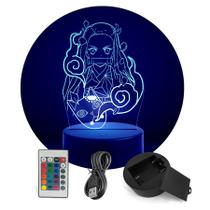 Luminária Abajur Demon Slayer Nezuko Fight RGB Controle