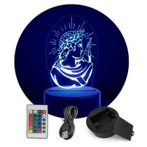 Luminária Abajur Deus Grego Apolo RGB Controle + Toque
