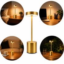 Luminária Abajur Dourado Touch Led Recarregável Usb Presente Ideal Luminária Abajur Dourado Touch Led Recarregável Usb Presente Ideal