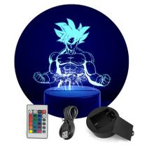 Luminária Abajur Dragon Ball Goku Instinto Superior RGB