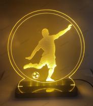 Luminária Abajur em Acrílico Decorativa de Mesa Jogador de Futebol