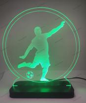 Luminária Abajur em Acrílico Decorativa de Mesa Jogador de Futebol - Roacrylicos