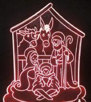Luminária Abajur Enfeite de Mesa em Acrílico Presépio de Natal G