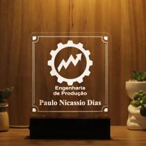 Luminária Abajur Engenharia de Produção LED Branco Luminária Abajur Engenharia de Produção LED Branco