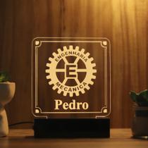 Luminária Abajur Engenharia Mecânica LED Amarelo