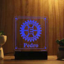 Luminária Abajur Engenharia Mecânica LED Azul Luminária Abajur Engenharia Mecânica LED Azul